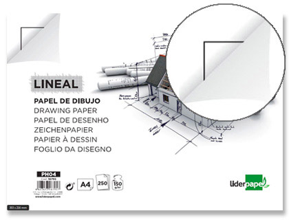 Papel dibujo Liderpapel A4 150g/m² con cajetín